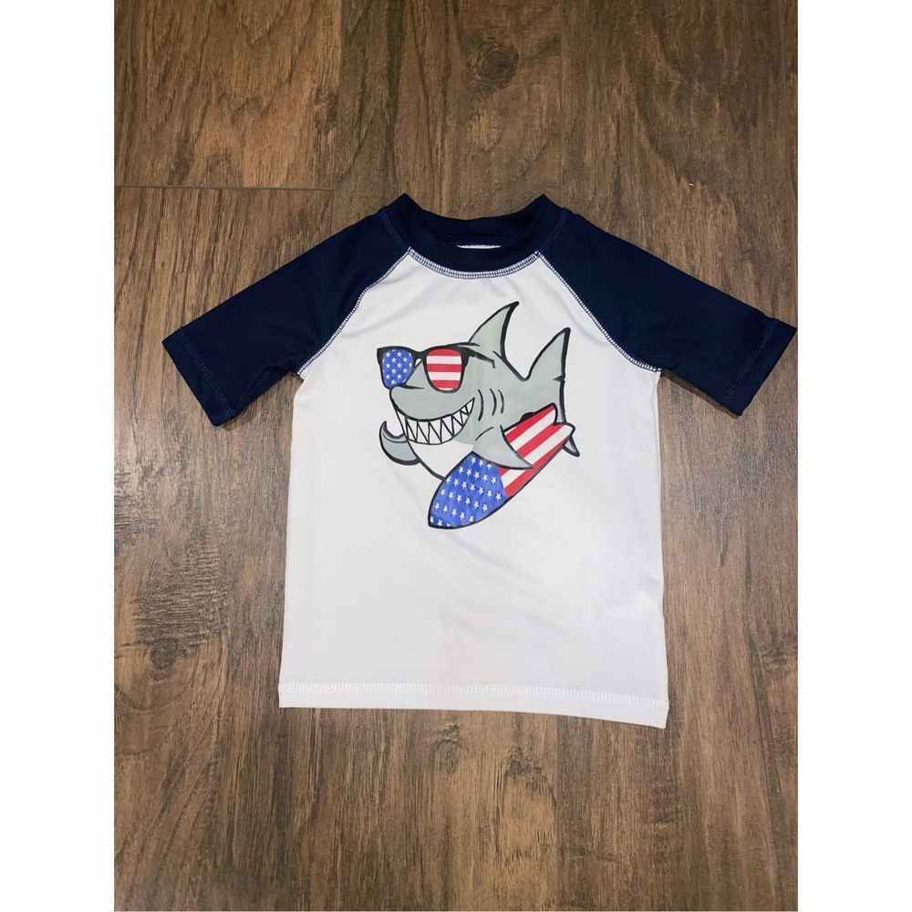 The Children’s Place Baby And Toddler Boys Shark Americana Surf Rashguard 4T